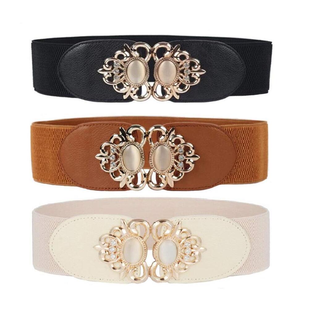 1915 3 Pack Womens Vintage Wide Elastic Stretch Waist Belt